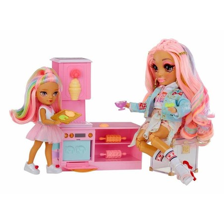 Muñeca fashion infantil con pelo multicolor y accesorios