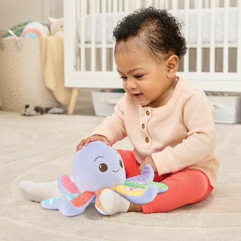Peluche educativo Vtech Pulpo mostrando detalles de sus texturas