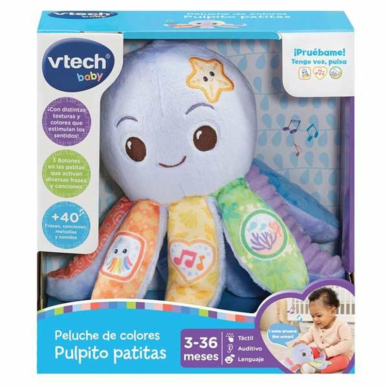 Juguete desarrollo sensorial: Peluche Pulpo Vtech en posición de juego