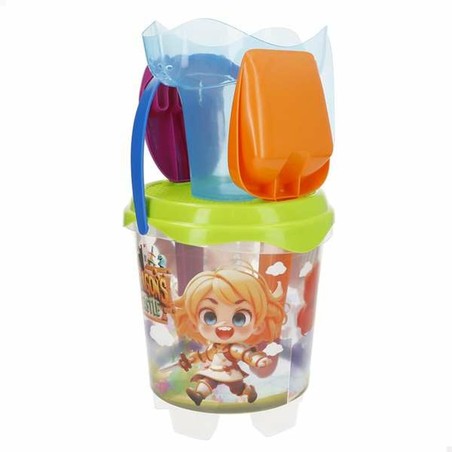 Cubo playa 18 cm Aktive, diseño multicolor para juegos al aire libre