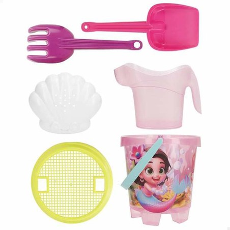 Juguete de playa para niños, cubo y pala con temática de sirena