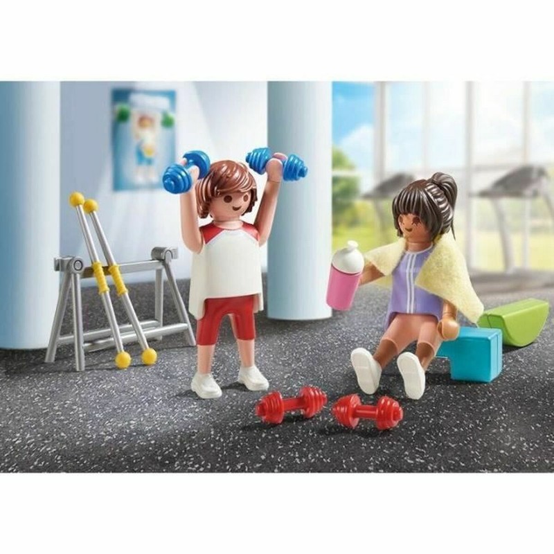 Figura Playmobil deporte realizando ejercicios con pesas