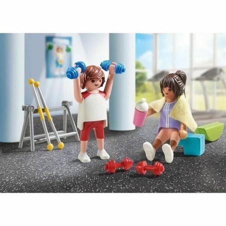 Figura Playmobil deporte realizando ejercicios con pesas