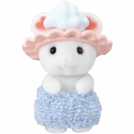 Detalle de los muñecos Sylvanian Families en su baño