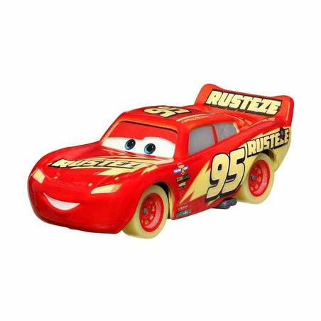 Coche amarillo brilla oscuridad para juego nocturno