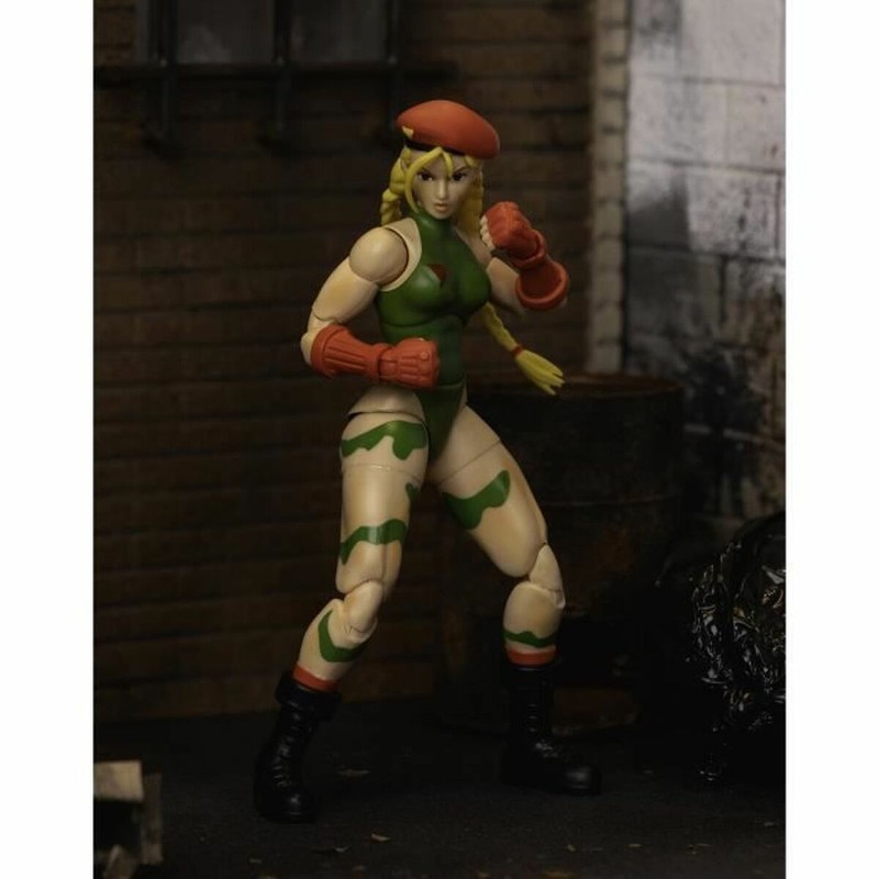 Figura articulada Street Fighter de cerca mostrando sus detalles premium