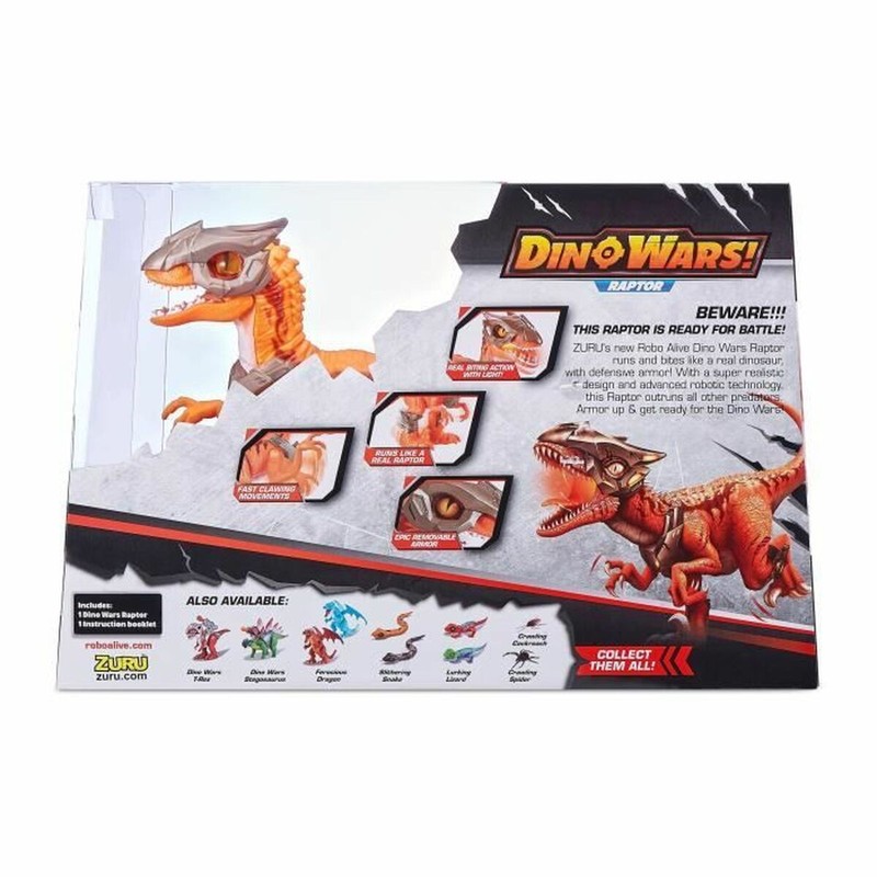 Figura acción infantil Zuru Robo Alive Dino Wars Raptor con armadura