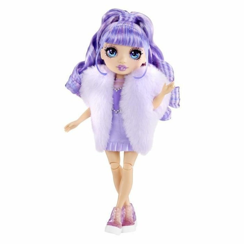 Muñeca Rainbow High Crystal Mannequin morada con su look completo
