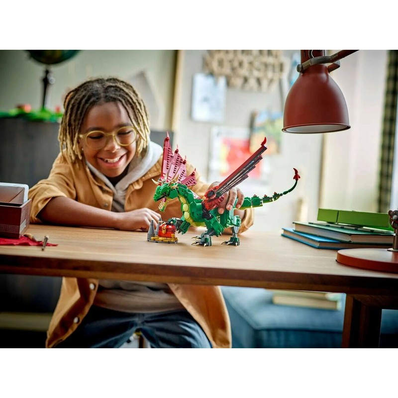LEGO Creator 3 en 1: Construcción dragón medieval detallada