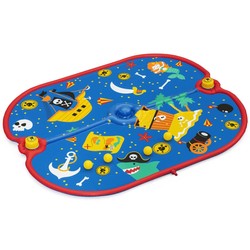 Aspersor hinchable pirata Bestway en jardín con niños jugando