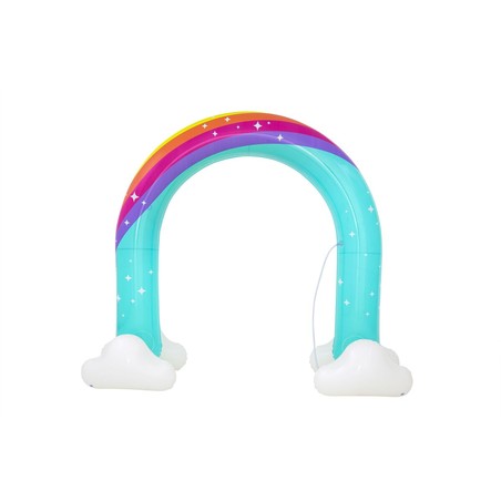 Niños jugando bajo el aspersor arcoiris infantil Bestway Jumbo