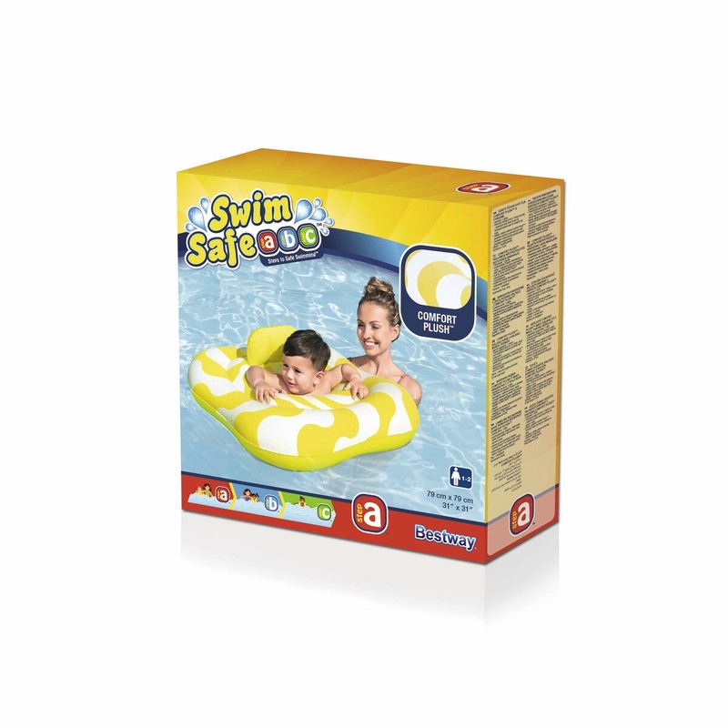 Detalle del asiento cómodo del flotador infantil doble aro Bestway, garantizando diversión en el agua para niños.