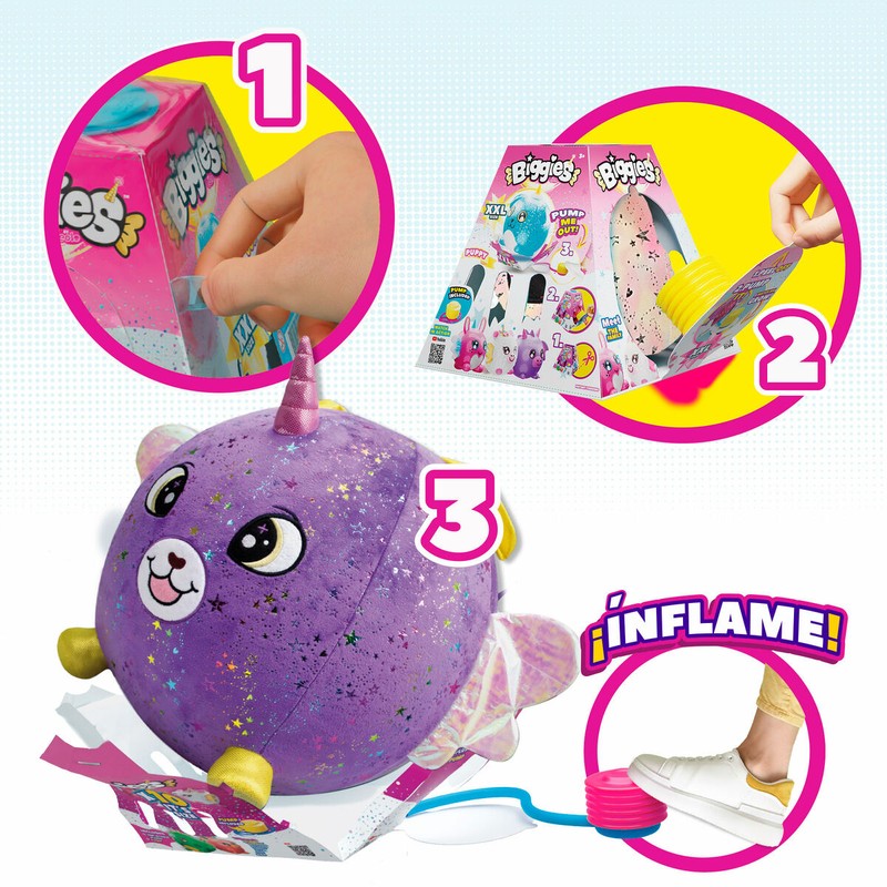 Pack Peluches Hinchables Eolo Morado, 4 unidades, apilados