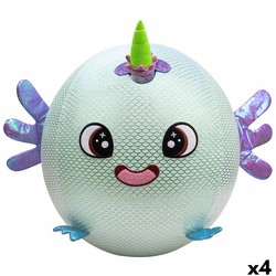 Peluche hinchable infantil Eolo Celeste, vista frontal con inflador