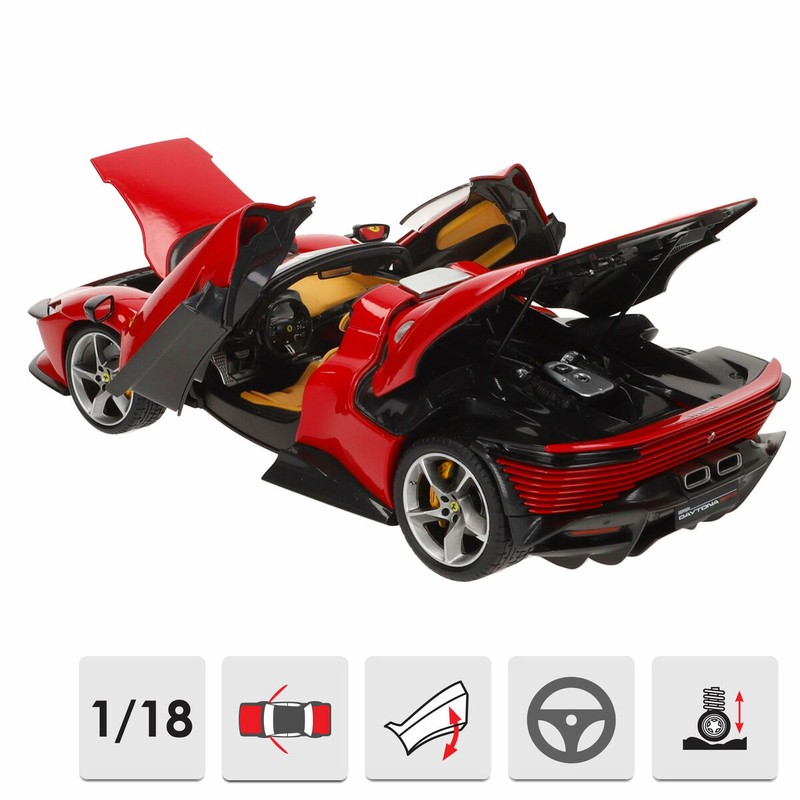 Emblema y ruedas del Ferrari Daytona SP 1:18, fidelidad en cada detalle