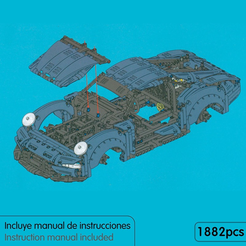 Set construcción educativo: Coche deportivo IM Master azul y dorado finalizado