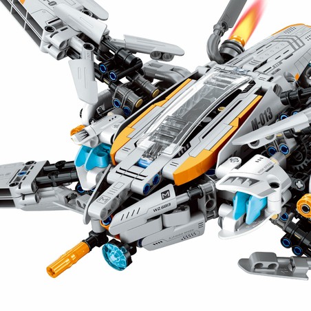 Bloques construcción infantiles montando nave espacial