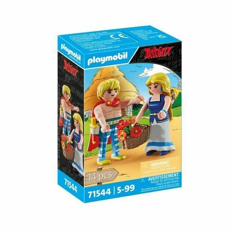 Figuras Playmobil Astérix Tragicómix y Falbalá en su embalaje original
