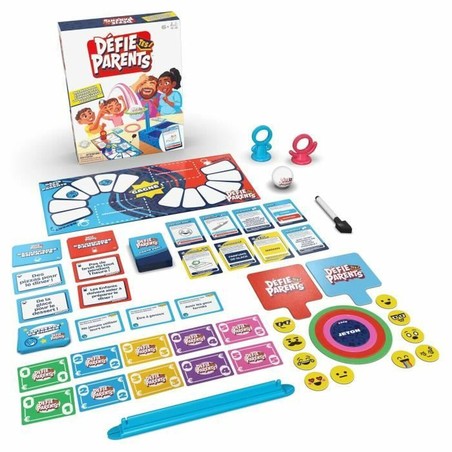 Vista detallada del juego mesa estrategia Spin Master con obstáculos y preguntas