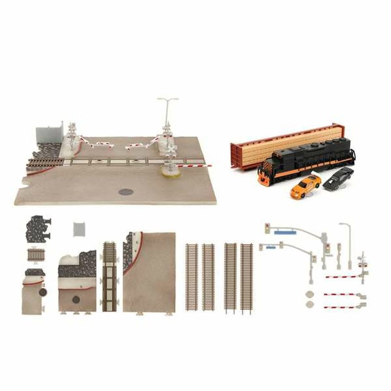 Tren Smoby de metal en su diorama, perfecto para juego imaginativo