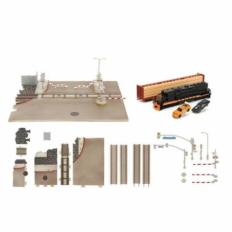 Tren Smoby de metal en su diorama, perfecto para juego imaginativo