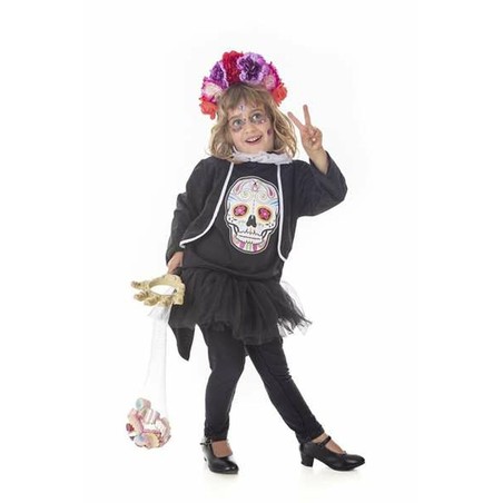 Disfraz de Catrina para niños con diseño de calaveras