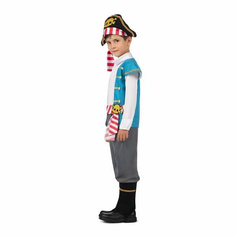 Accesorios disfraz pirata: gorro, faja y camisa detallada