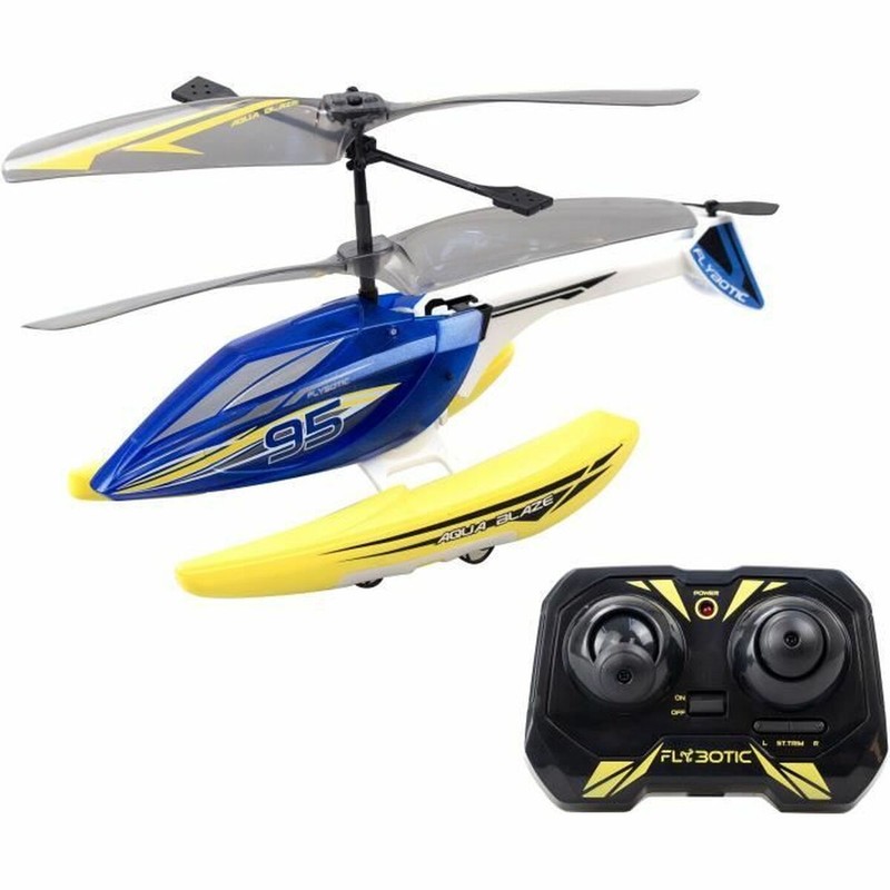 Coches juguete niños Flybotic Helico Aqua Blaze amarillo en acción.