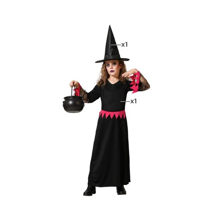 disfraces niños bruja rosa con sombrero y escoba