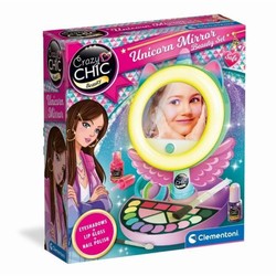 Maquillaje infantil unicornio Clementoni con espejo de luz