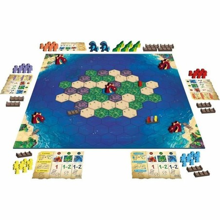 Niños jugando al juego de mesa para desarrollar estrategia en familia.