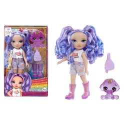 Muñeca Rainbow High de moda violeta con accesorios de estilo