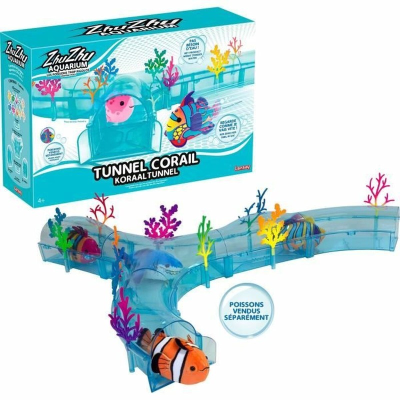 Playset Túnel Coral Lansay para mascotas Zhu Zhu, vista frontal con detalles multicolor