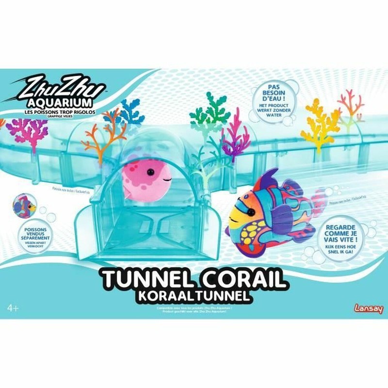 Accesorio Zhu Zhu Túnel Coral, mostrando su compatibilidad con figuras de juego infantil