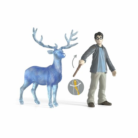 Escena de juego con la figura de Harry Potter y su Patronus