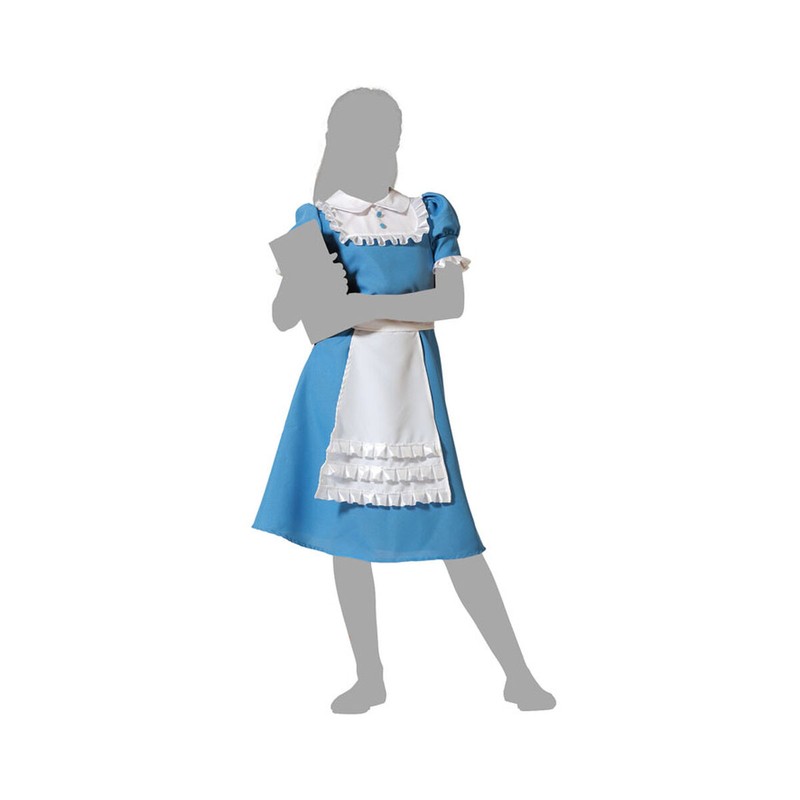 Disfraz infantil de princesa azul con detalles elegantes