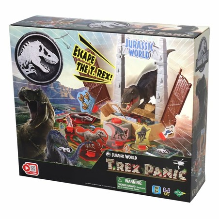 Niños jugando al juego de mesa de estrategia Jurassic World