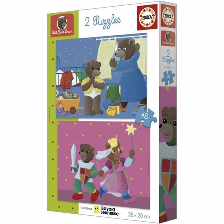 Niño jugando con puzzle 48 piezas de Little Brown Bear