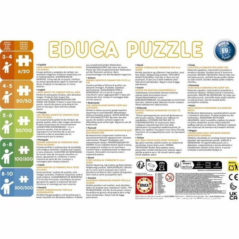 Detalle de piezas de puzzle de cartón resistente para niños 3 años