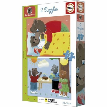 set de dos puzzles de cartón con oso pardo, juego educativo
