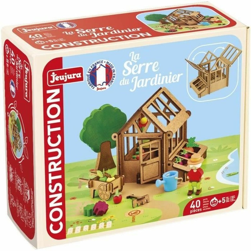 Juguetes construcción niños Jeujura Greenhouse, set educativo de madera.
