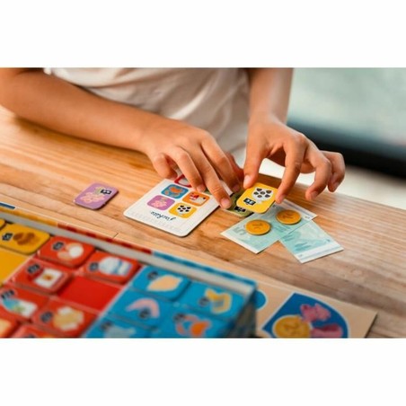 Detalle de fichas y tablero del juego gestión presupuesto niños