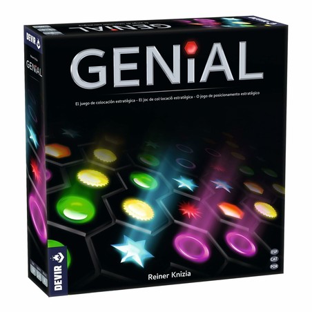 Juego de mesa Genial Devir en su caja, listo para jugar
