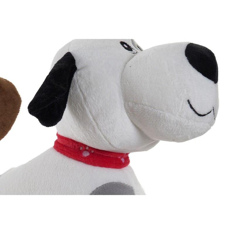 Peluche suave infantil de perro en colores blanco, marrón y gris