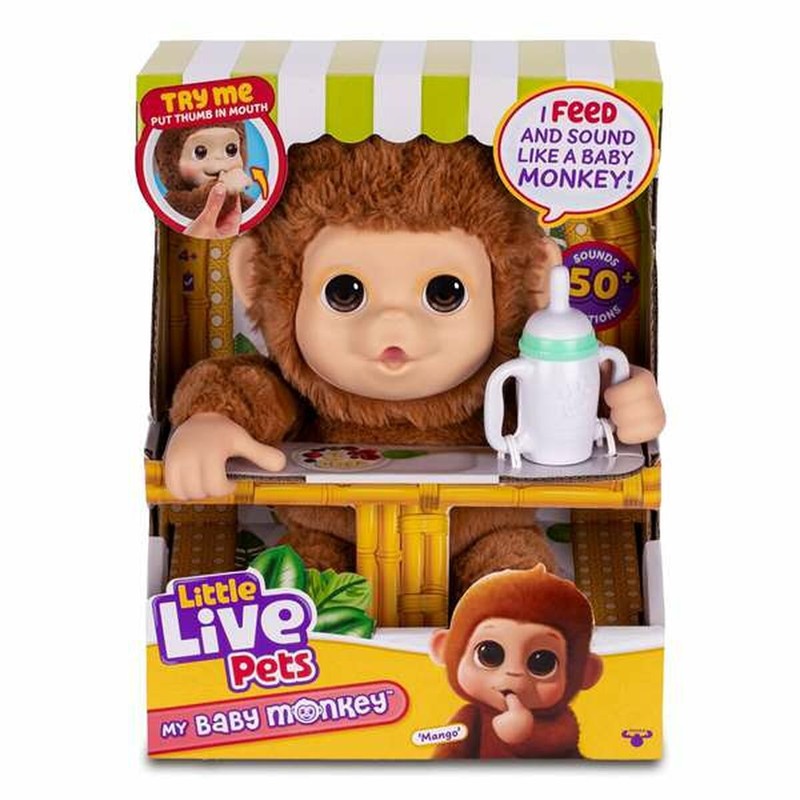 Mascota Interactiva My Baby Monkey con chupete en brazos de un niño