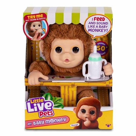 Mascota Interactiva My Baby Monkey con chupete en brazos de un niño