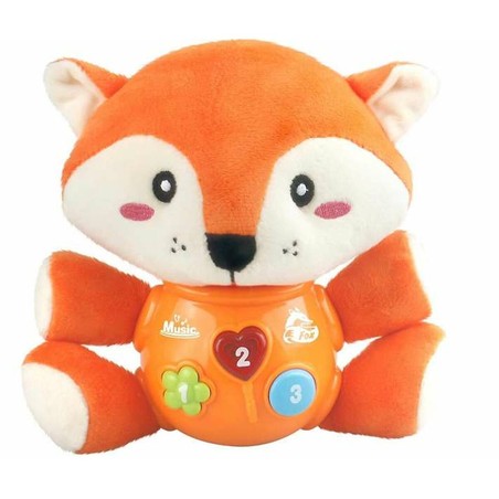 Peluche musical zorro con luz y sonido para bebés, ideal como juguete de estimulación sensorial