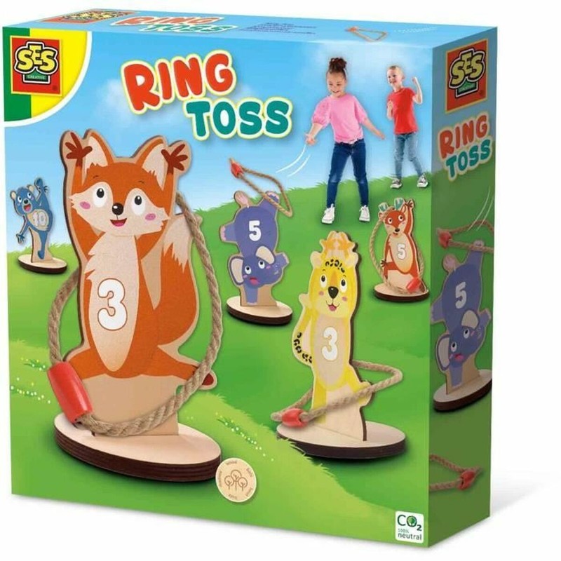 Juego educativo niños SES Creative Ring Toss de madera para exterior.