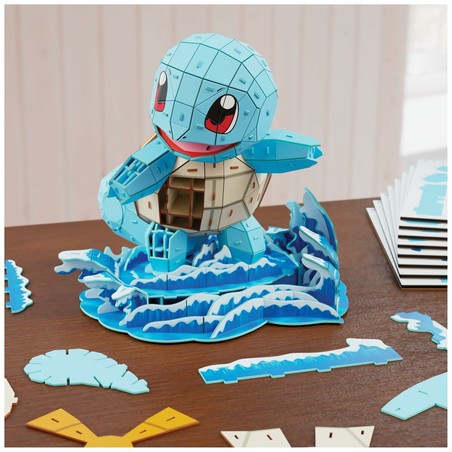 Detalle del puzzle 3D Squirtle, materiales papel y plástico