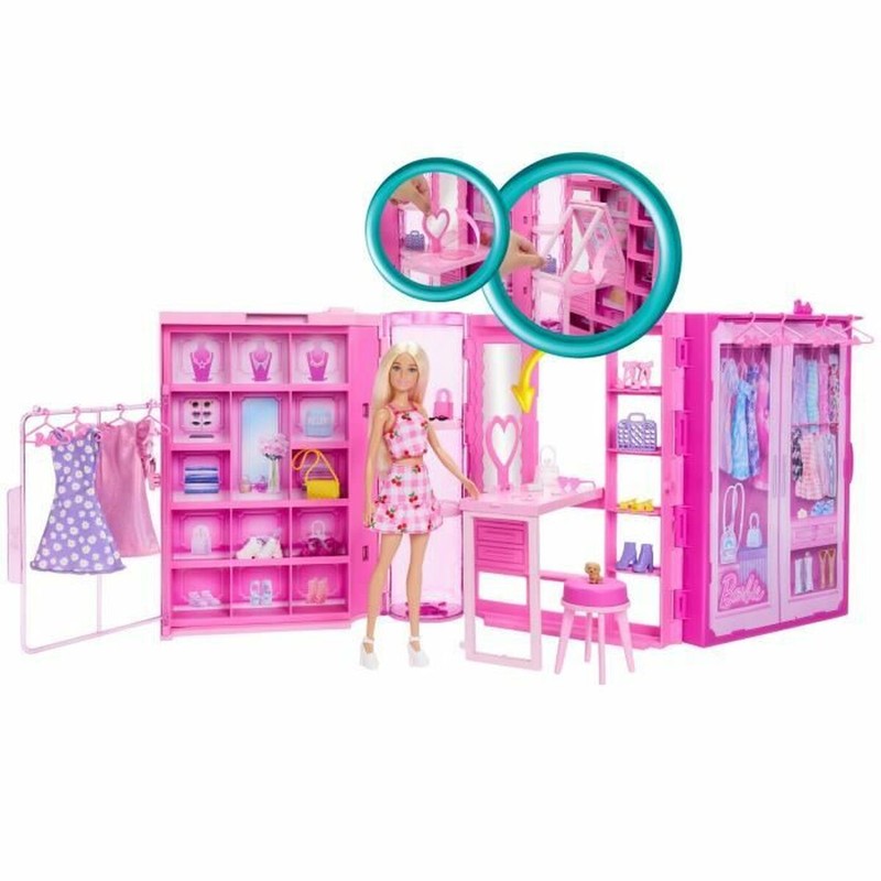 Armario de Barbie portátil con ropa y complementos para el juego de rol